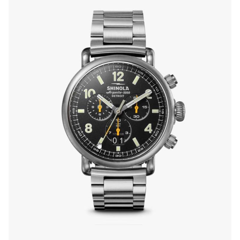 Shinola 42mm Runwell Three Eye Chronograph Watch With Black  display picture 3