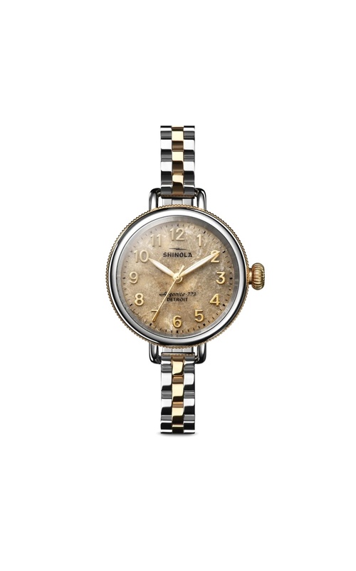 Shinola 34Mm Birdy 3H Two Tone Silver And Gold Pvd Watch With A Petoskey Dial And Two Tone Link Bracelet S01 013 01130