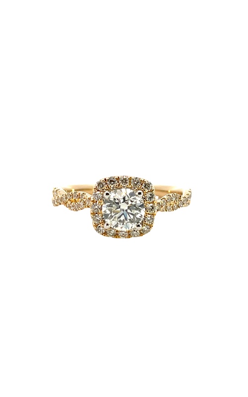 14K Yellow Gold Halo and Diamond Engagement Ring