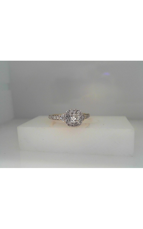 14K Yellow Gold Halo and Diamond Engagement Ring