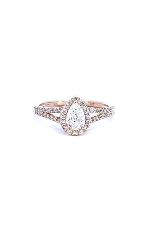 14K Yellow Gold Halo Engagement Ring