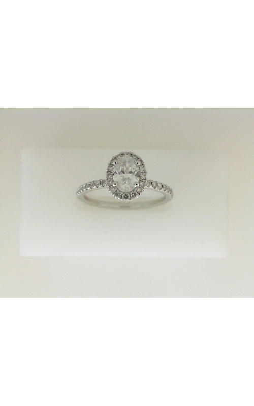 14K White Gold Halo and Diamond Engagement Ring