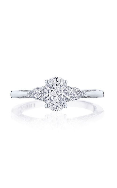 18K White Gold Three Stone Engagement Ring