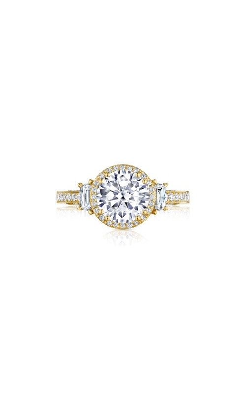 18K White Gold Three Stone and Diamond Engagement Ring
