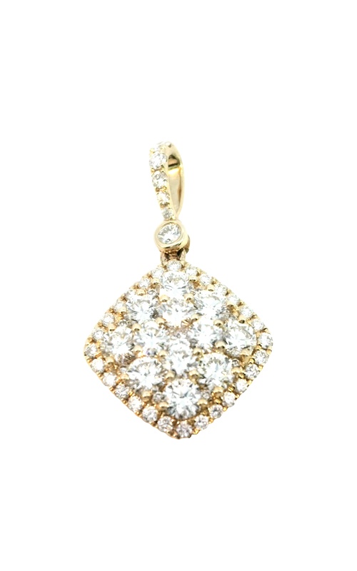 14K Yellow Gold Pendant, Diamond and Halo Necklace