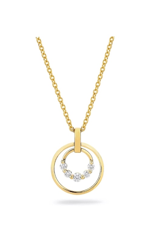 14K Yellow Gold Circle and Diamond Necklace