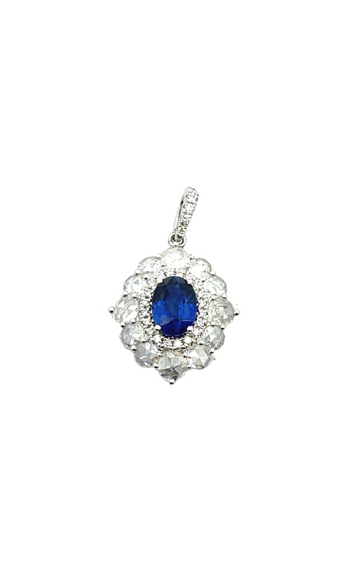 14K White Gold Pendant, Gemstone and Halo Necklace