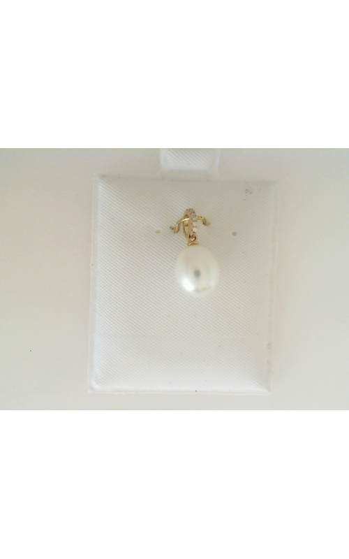 14K Yellow Gold Pendant, Pearl and Diamond Necklace
