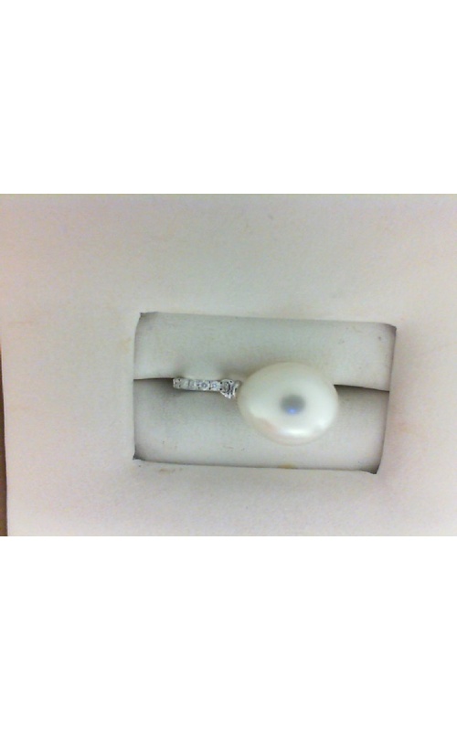 14K White Gold Pearl, Drop, Pendant and Diamond Necklace