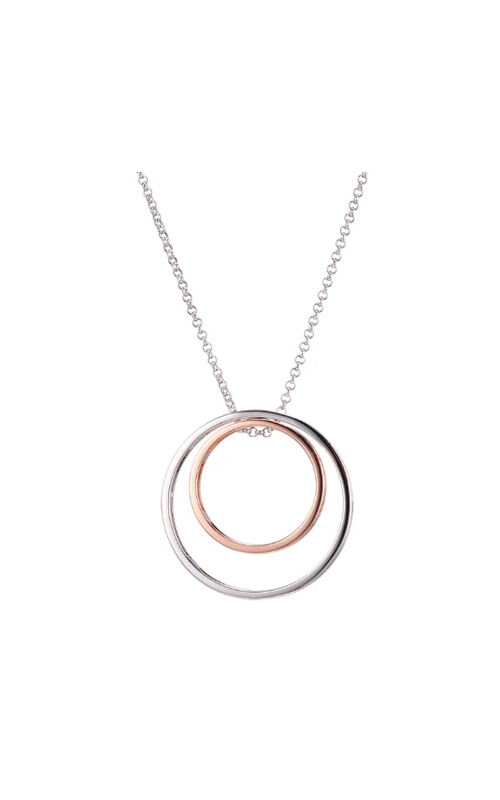 Sterling Silver (925) and Rhodium Plated Circle, Pendant and Drop Necklace