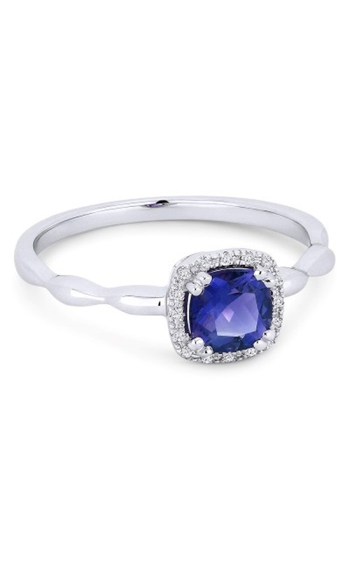 14K White Gold Halo and Gemstone Ring