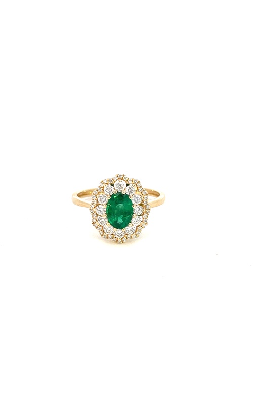14K Yellow Gold Halo and Gemstone Ring