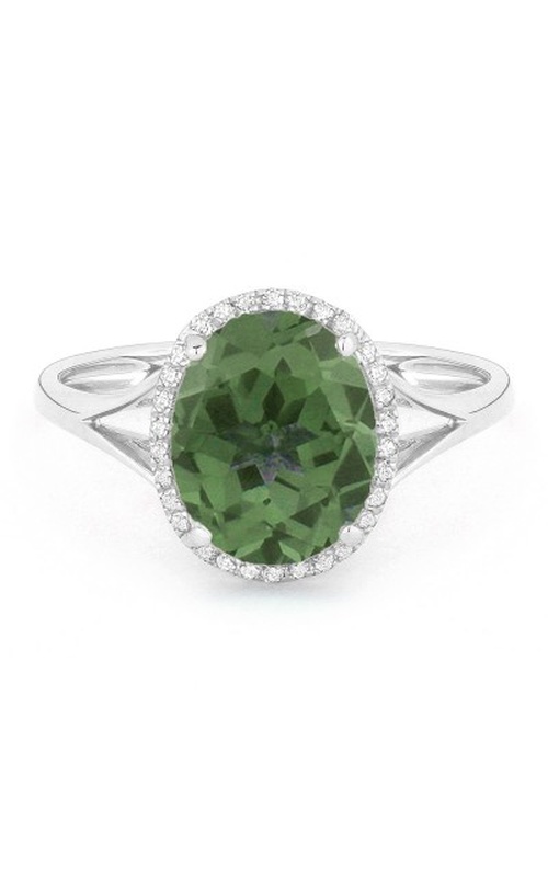 14K White Gold Halo and Gemstone Ring