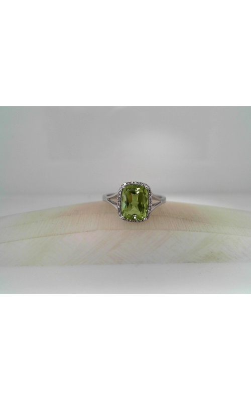 14K White Gold Gemstone and Halo Ring