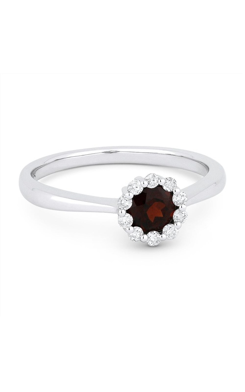 14K White Gold Gemstone and Halo Ring