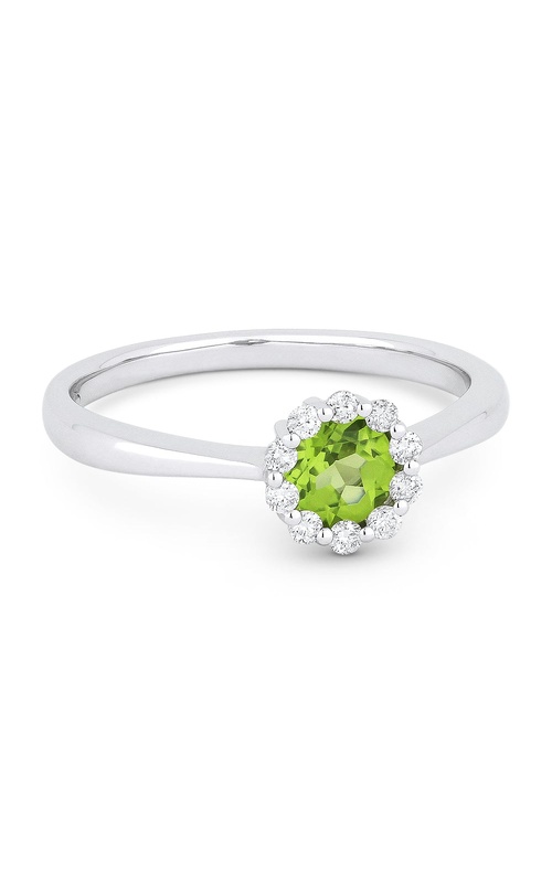 14K White Gold Gemstone and Halo Ring