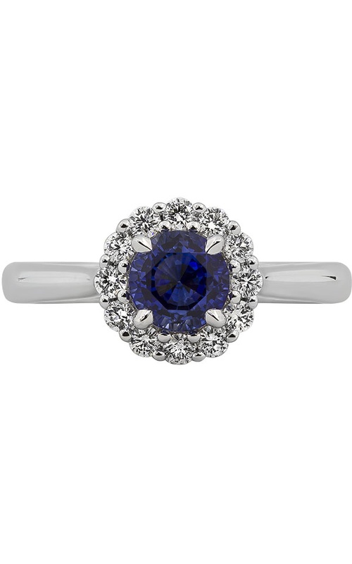 14K White Gold Gemstone and Halo Ring
