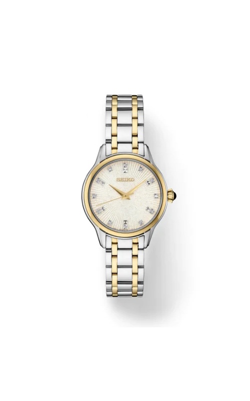 Seiko Diamonds Collection Stainless And Yellow Overlay Gold Two-Tone Stainless Steel Case And Bracelet Ivory Dial Women's Watch