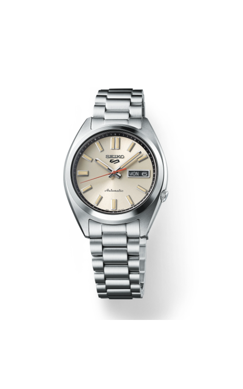 Seiko Five Sport Automatic Midsized Stainless Steel With Ivory Dial, Date Display And Stainless Bracelet