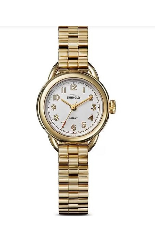 Shinola 25Mm Runabout 3HD Watch With A Light Silver Dial, Gold Pvd Bezel And Bracelet S01 011 02189