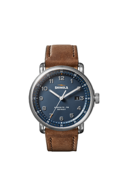 Shinola Canfield C56 Watch With A 43mm Continental Blue Dial With A British Tan Leather Strap Serial # S01 011 03067