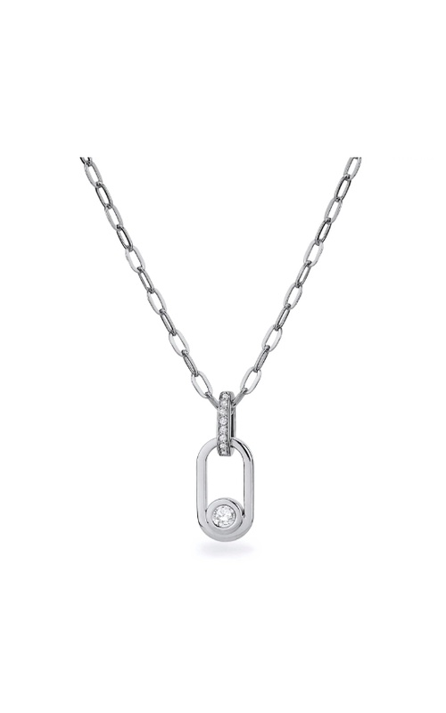 14K White Gold Diamond and Pendant Necklace