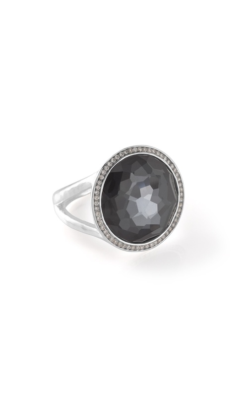 Sterling Silver (925), Hematite and Diamond Gemstone Ring