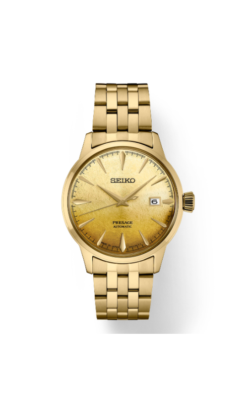 Seiko Presage Cocktail Time Automatic Stainless Steel With Gold Overlay, Gold Dial, Date Display And Gold Link Bracelet