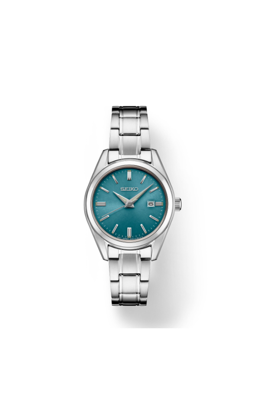 Seiko Stainless Steel Quartz With Teal Blue Dial And Date Display