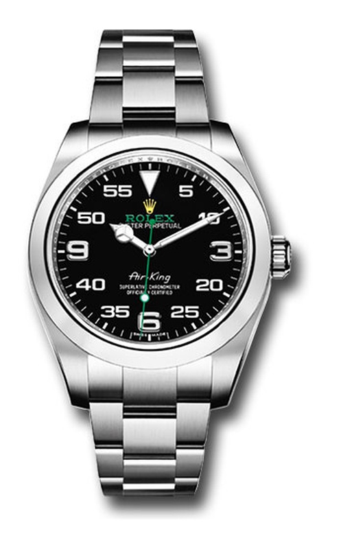Oyster Perpetual Rolex Air-King Stainless Steel 40mm case Oyster Bracelet, Black Arabic Dial, Genuine Rolex Box and Card Model #116900