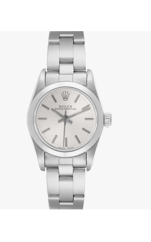 Oyster Perpetual Rolex, Stainless Steel, 26mm case size, Oyster Bracelet, Smooth Bezel, Silver Index Dial, Original Rolex Box Model #76080