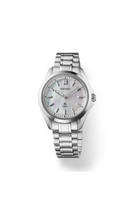 Seiko Stainless Steel Prospex Sport Watch With A Quartz Movement And Mother Of Pearl Dial