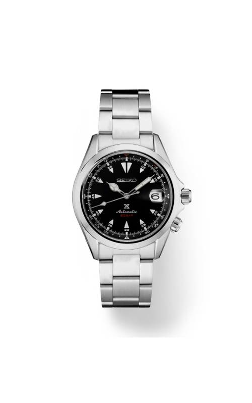 Seiko Stainless Steel Prospex Luxe Alpinist Automatic Watch With A Black Dial, Date Display And Stainless Steel Link Bracelet