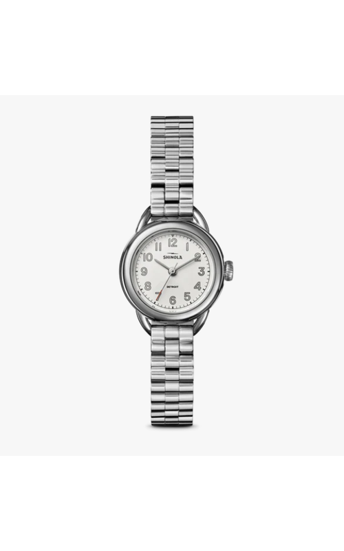 Shinola 25Mm Silver Runabout Watch With A White Dial And Silver Bracelet