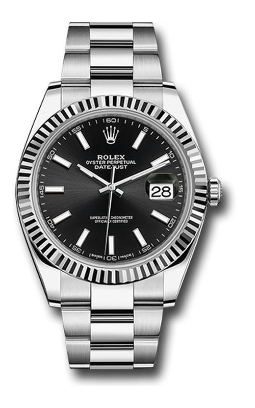 Oyster Perpetual Rolex Datejust, Stainless Steel and 18 karat White Gold, 41mm case size, Oyster Bracelet, Fluted Bezel, Blue Index Dial, Original Rolex Box Model #116334