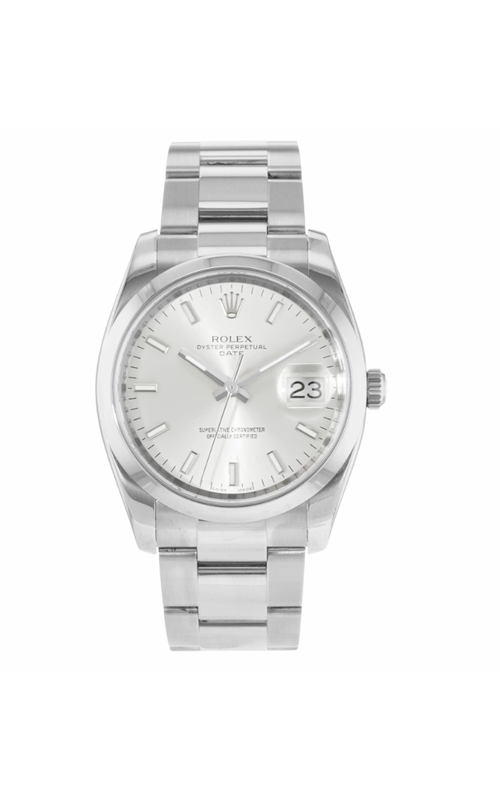 Oyster Perpetual Rolex Datejust, Stainless Steel, 34mm case size, Oyster Bracelet, Smooth Bezel, Silver Index Dial, Original Rolex Box Model #115200