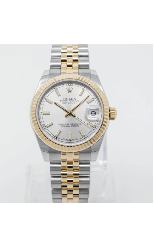 Oyster Perpetual Rolex Datejust 31mm case size, Stainless Steel and 18 karat Yellow Gold, Yellow Gold Fluted Bezel, Jubilee Bracelet, White Index Dial, Original Rolex Box Model #178273