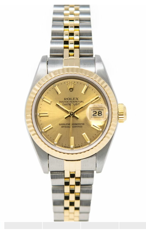 Oyster Perpetual Rolex Datejust, Stainless Steel and 18 karat Yellow Gold, 31mm case size, Jubilee Bracelet with hidden clasp, Yellow Gold Fluted Bezel, Champagne Index Dial, Original Box Model #178273