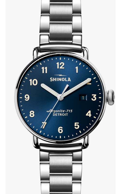 Shinola Watch, Featuring A Midnight Blue Dial, Cream Numbers, Lumi-Bright Hands, Within A 43MM Stainless Steel Case, A Double Curved Sapphire Crystal, Argonite Movement, The Signature Iconic Case Is Laser Etched With The Serial Number Of S01 004 00021,W i
