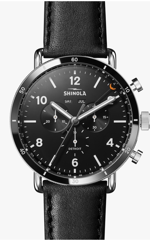 Shinola Watch, Featuring A Round Black, White Numbers, Super-LumiNova Hands, Date/Month Function, Within A 42MM High Polish Stainless Steel Case, A Double Curved Sapphire Crystal, Argonite Chronograph Movement, The Signature Iconic Case Is Laser Etched Wi