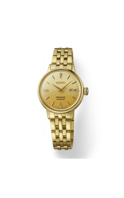 Seiko Presage Automatic Cocktail Time Watch With Date Display And Yellow Pvd Bracelet