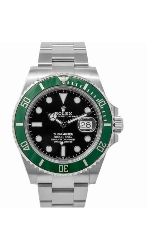 Oyster Perpetual Rolex Submariner, Stainless Steel, 41mm case, Green Cerachrom Bezel, Oyster Bracelet, Black Dial, Original Box and Papers Model #126610LV