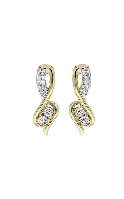 Twogether 14KT White & Yellow Gold & Diamond TWO Stone Jewelery Fashion Earrings TWO2015/100-4WYC