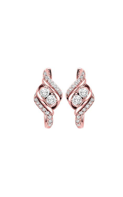 Twogether 14KT Pink Gold & Diamond TWO Stone Jewelery Fashion Earrings TWO2033/60-4PC