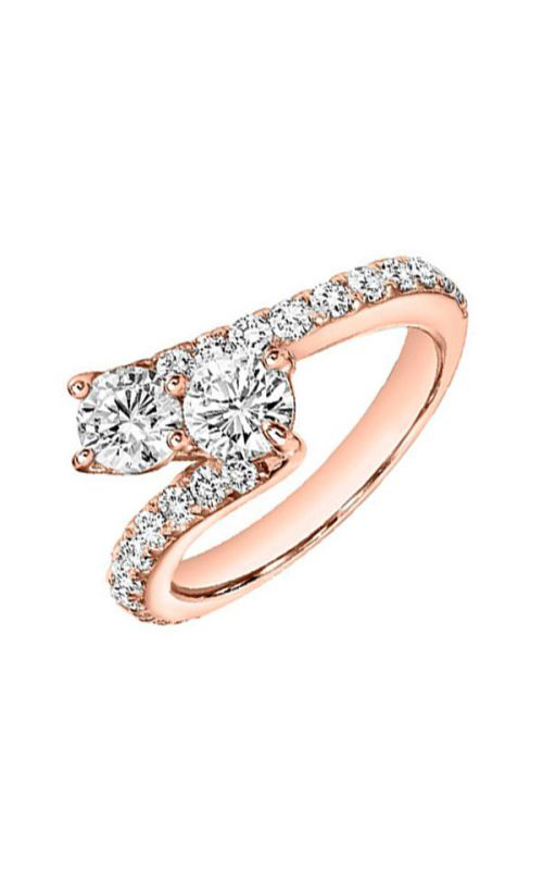 Twogether 14KT Pink Gold & Diamond TWO Stone Jewelery Fashion Ring TWOB3021E-4PD