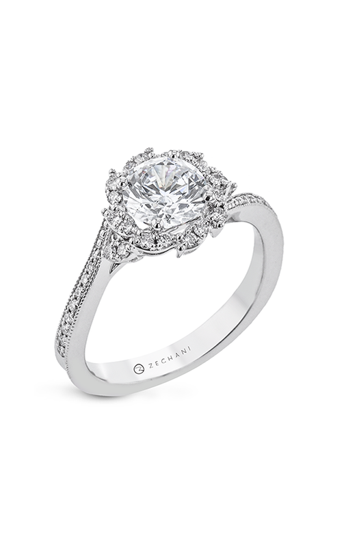 Zeghani Flower Crown Halo Engagement Ring Zr2336