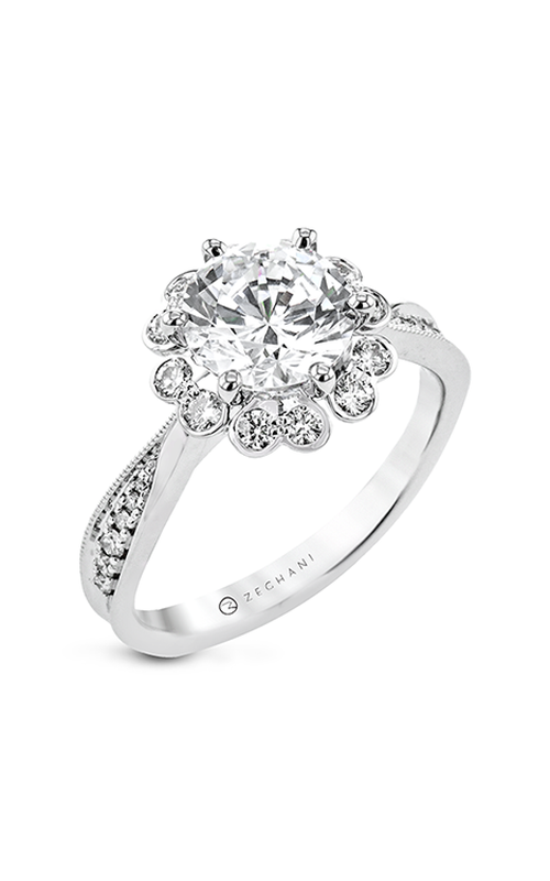 Zeghani Flower Crown Halo Engagement Ring Zr2337