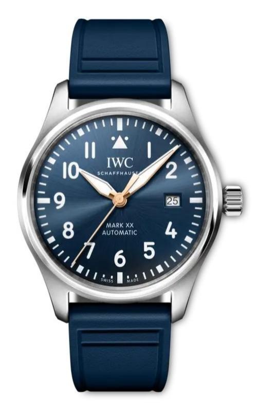 Iwc Schauffhasen Pilot's Stainless Steel 40 Blue Dial Rubber Strap