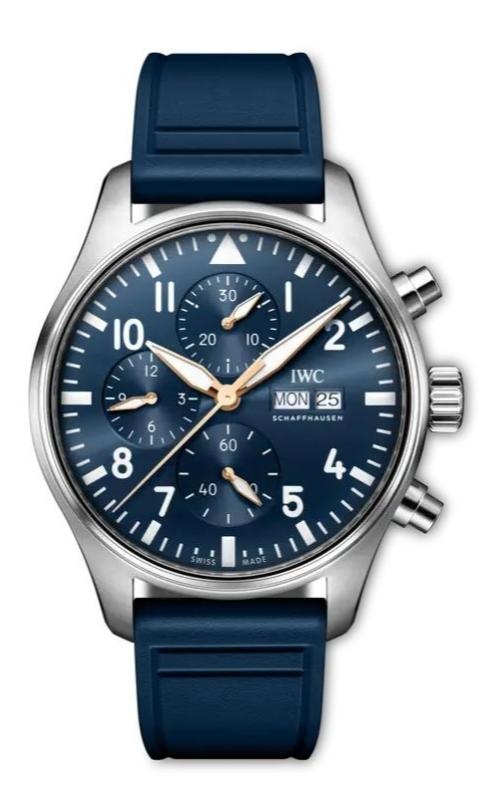 Iwc Schauffhasen Pilot's Stainless Steel 43 Blue Dial Rubber Strap