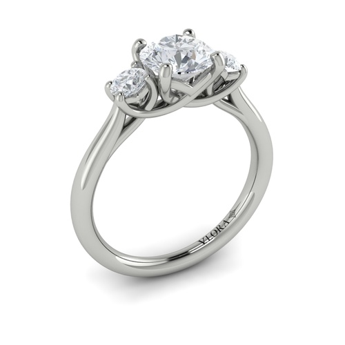 Vlora Three Stone Engagement Ring VST20001-RD10-14WG